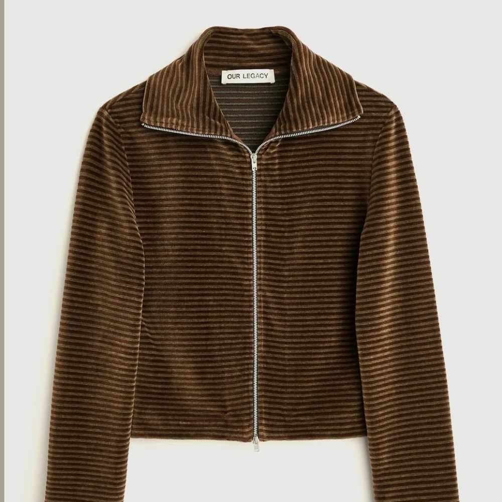 NWT - Our Legacy Slim Zip Longsleeve - Scoobie Stripe Velour - Size 34